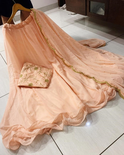 Peach georgette lehenga choli