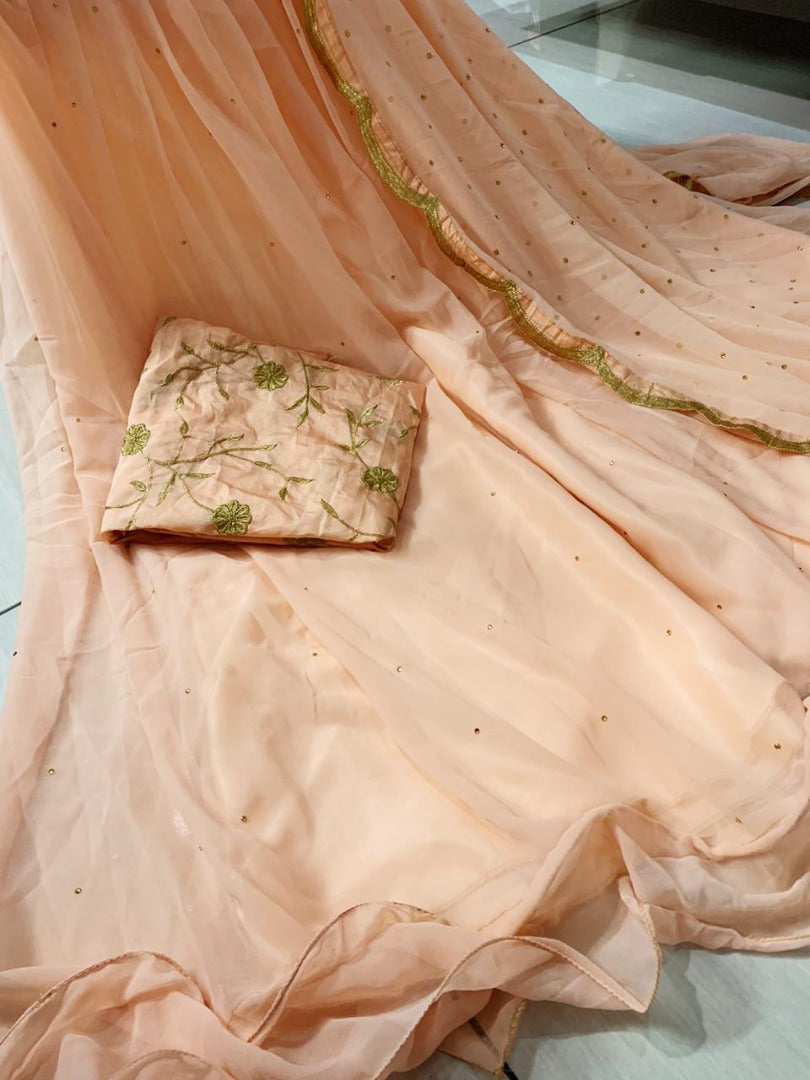 Peach georgette lehenga choli