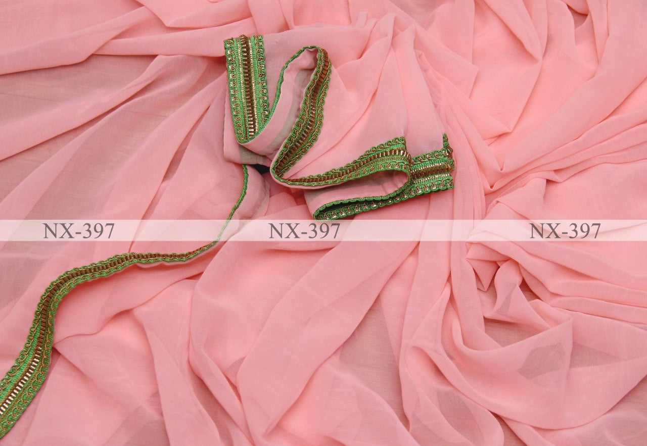 Peach georgette saree with flower work blouse