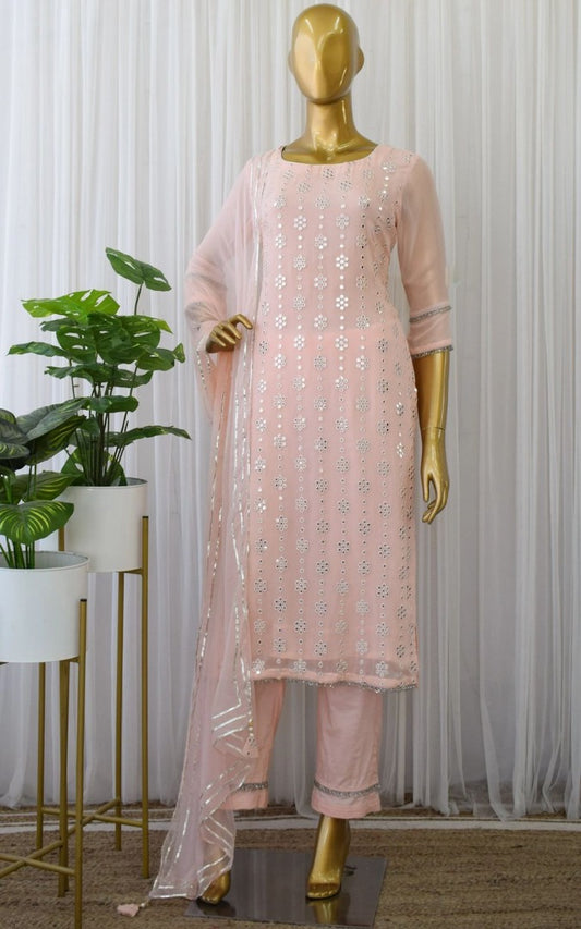 Peach georgette sequence work salwar suit