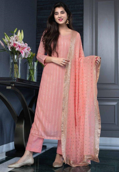 Peach georgette sequence work salwar suit
