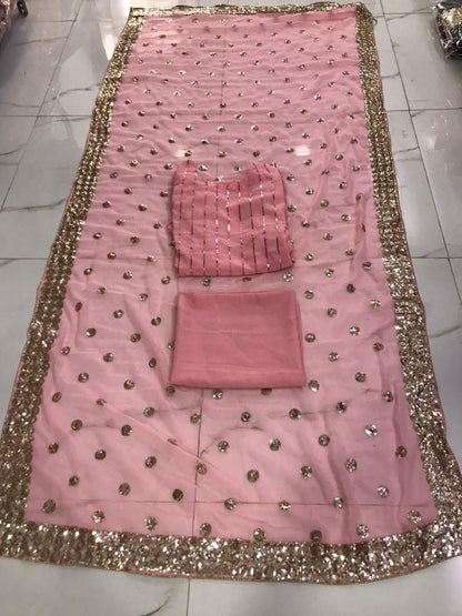 Peach georgette sequence work salwar suit