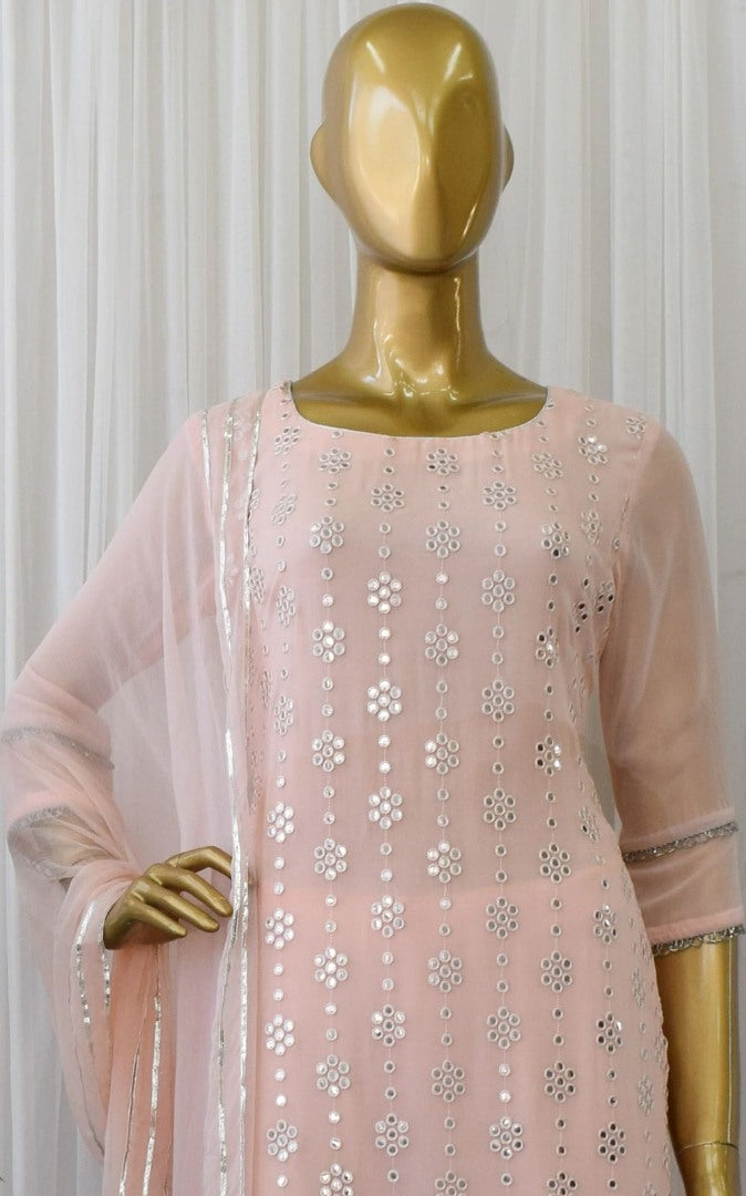 Peach georgette sequence work salwar suit
