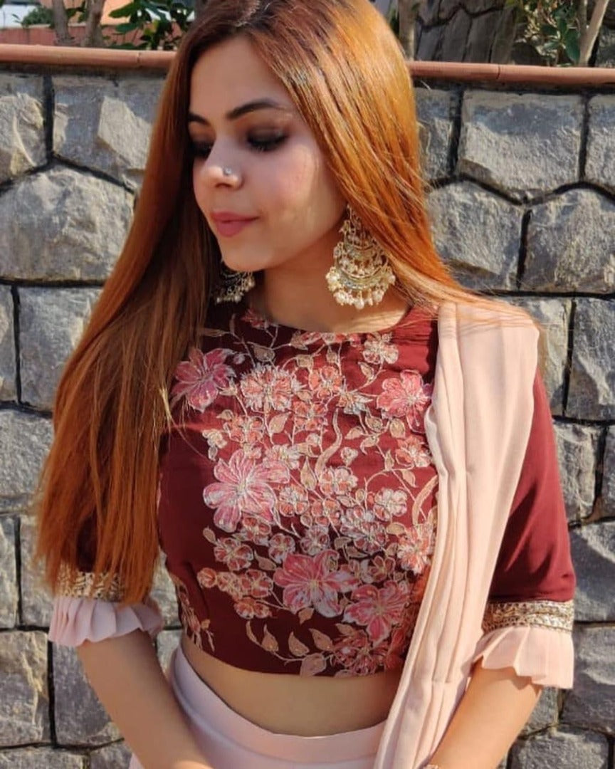 Peach indowestern party wear pant suit