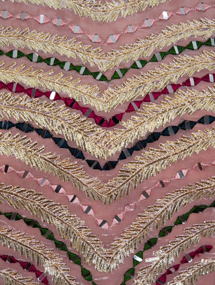 Peach jimi silk designer embroidered party wear crop top lehenga