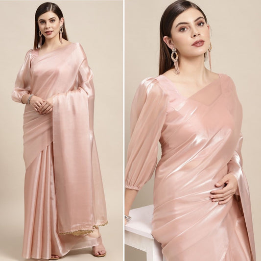 Peach jimi silk party wear saree