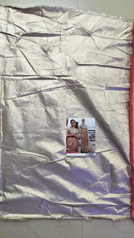 Peach mono net heavy embroidered wedding saree