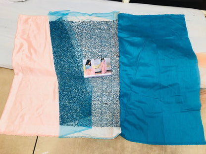 peach mono net sequence and dori embroidered ceremonial saree