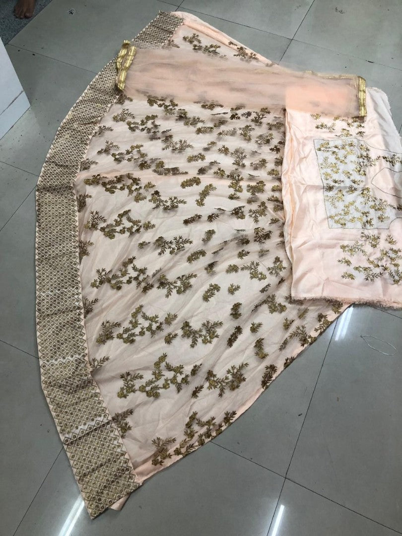 peach net beautiful embroidered ceremonial lehengha choli