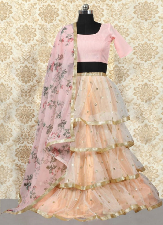 peach net beautiful lehenga choli