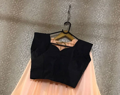 peach net sequence embroidered partywear lehenga