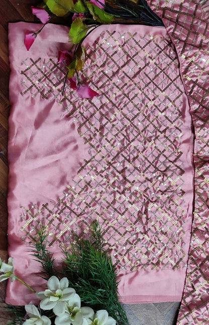 Peach organza silk sequence work wedding lehenga choli