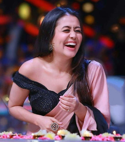 Peach silky silk saree with sequence work saree