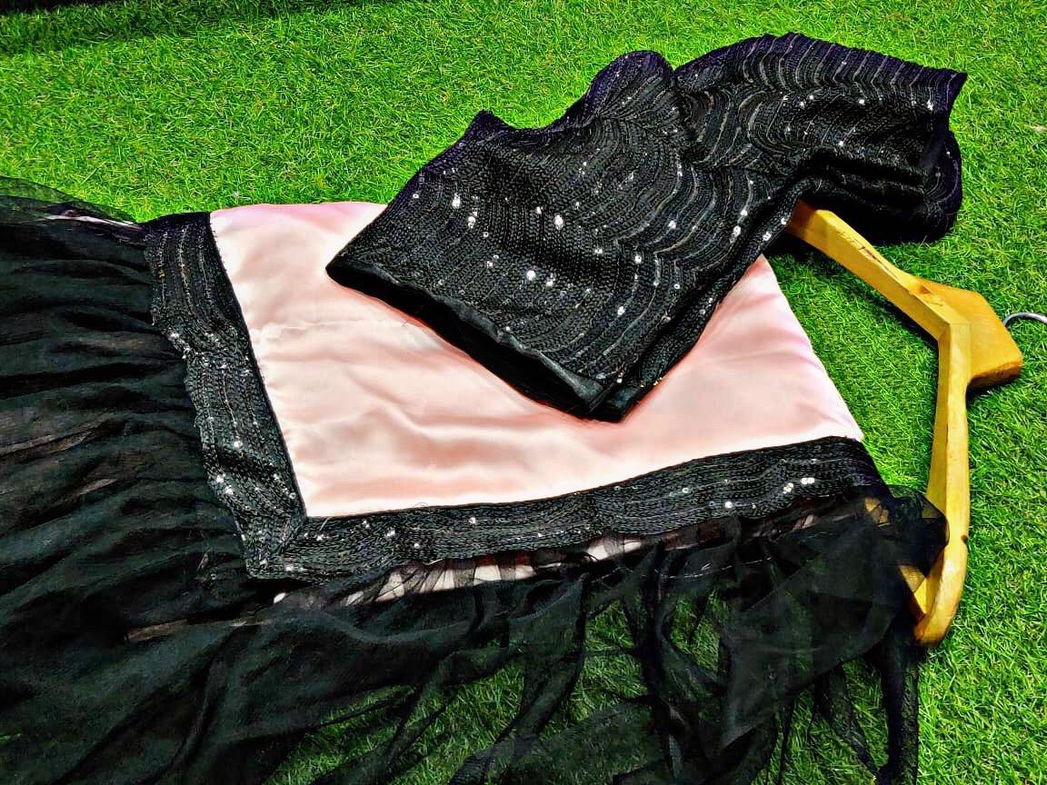 Peach silky silk saree with sequence work saree