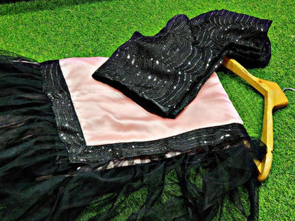 Peach silky silk saree with sequence work saree