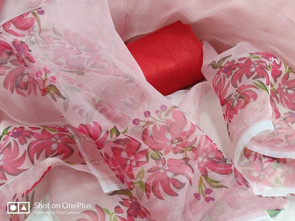 peach soft heavy organza digital printed beautiful saree