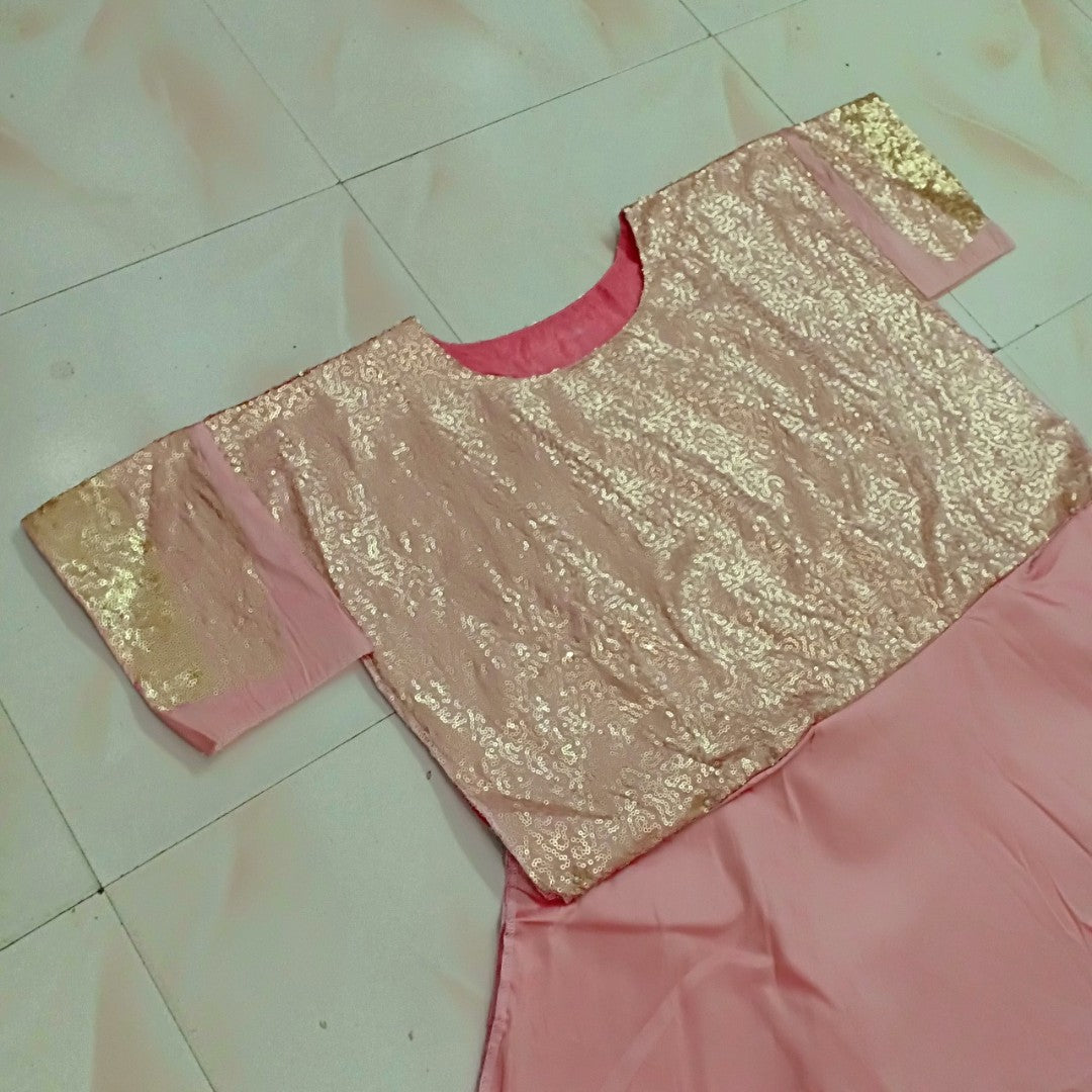 peach tapeta silk embroidered sequence work gown