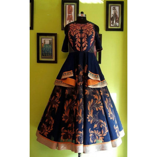 Pinalika designed blue printed party wear fabulous Gown