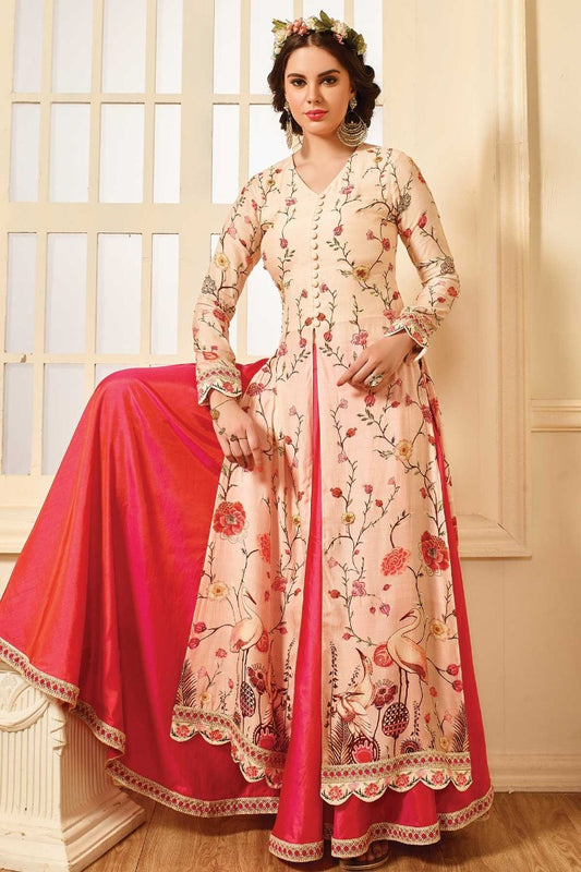 pink and peach cotton printed casual kurti