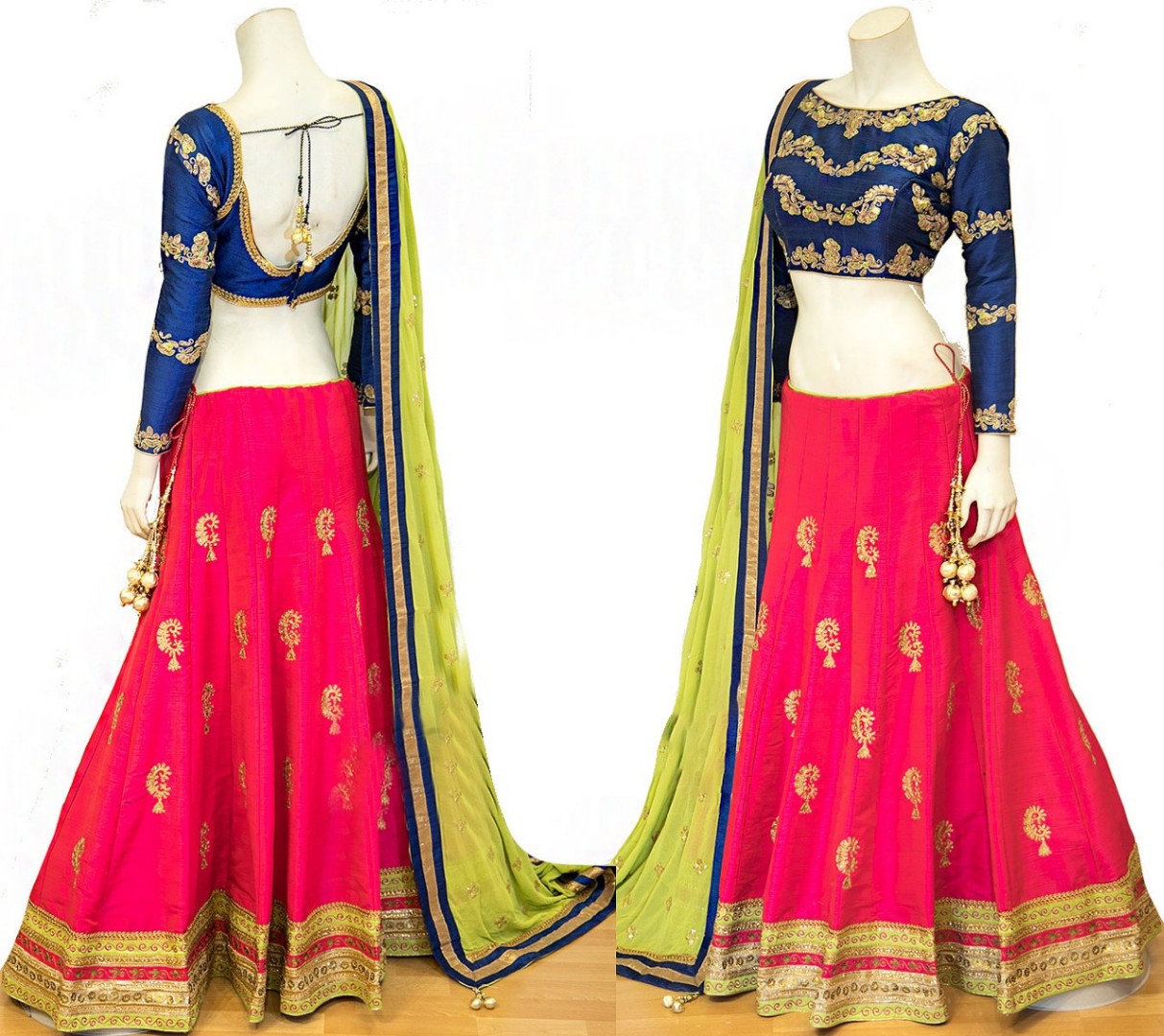 Pink banarasi silk embroidered navratri special lehenga choli