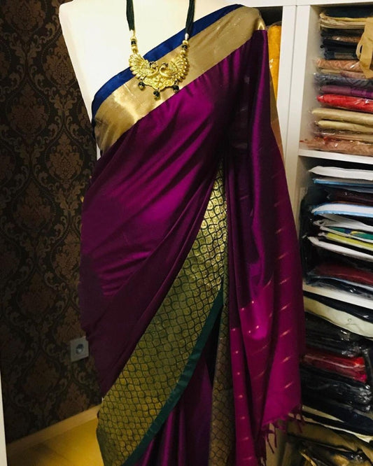 Pink banarasi silk jacquard broder saree