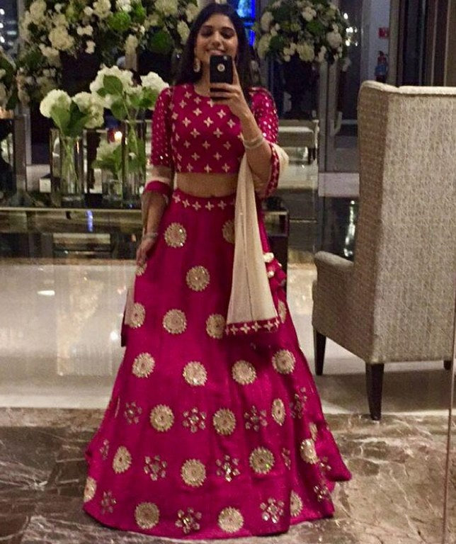 Pink banglori silk embroidered wedding lehenga