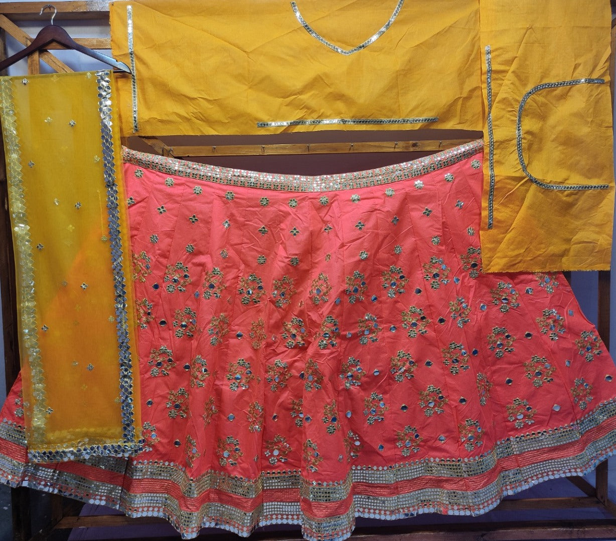 Pink banglori silk paper work wedding lehenga choli