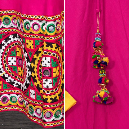 Pink cotton embroidery and aari work navratri special lehenga choli