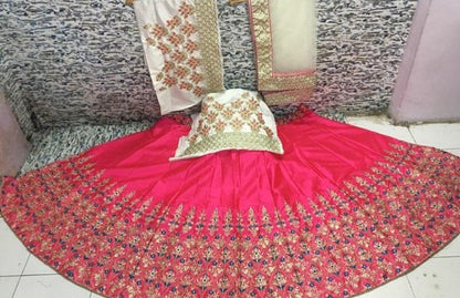 pink galaxy malai satin heavy embroidered ceremonial lehenga choli