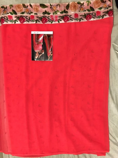 Pink georgette bollywood partywear saree