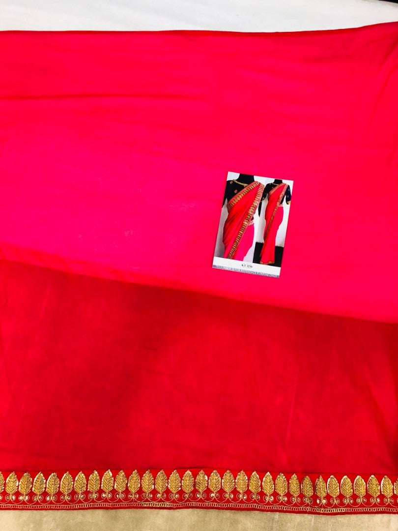 pink georgette designer embroidered saree