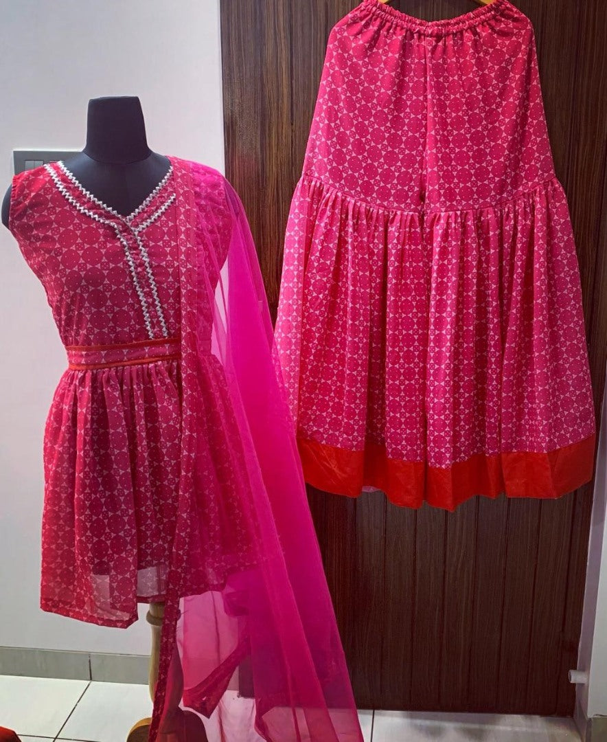 Pink georgette digital print sharara salwar suit