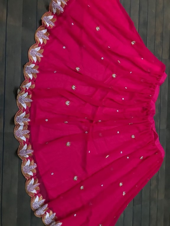 Pink georgette embroidered partywear lehenga