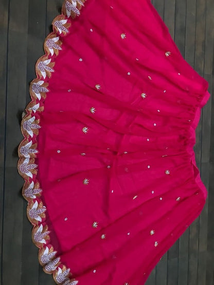 Pink georgette embroidered partywear lehenga
