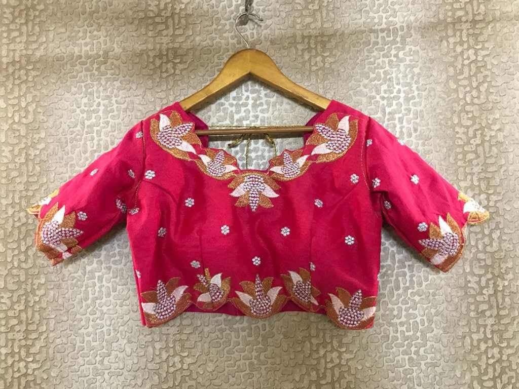 Pink georgette embroidered partywear lehenga