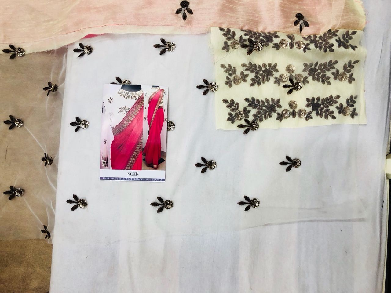 pink georgette embroidered partywear saree