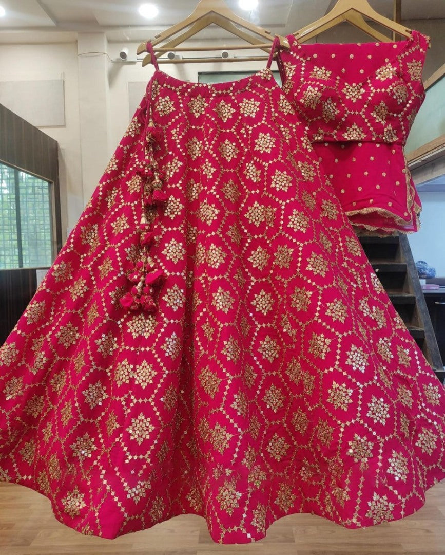 Pink georgette heavy sequence work wedding lehenga choli