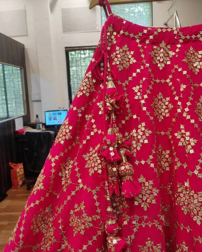 Pink georgette heavy sequence work wedding lehenga choli