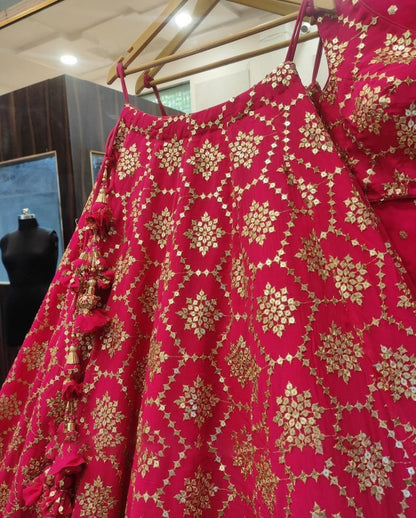 Pink georgette heavy sequence work wedding lehenga choli