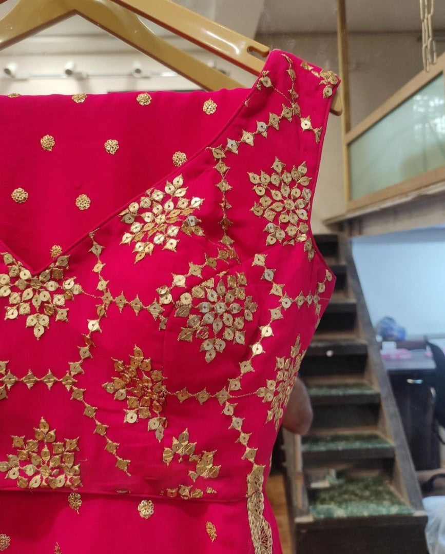 Pink georgette heavy sequence work wedding lehenga choli