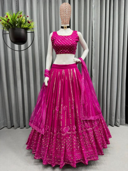 Pink georgette heavy wedding lehenga choli