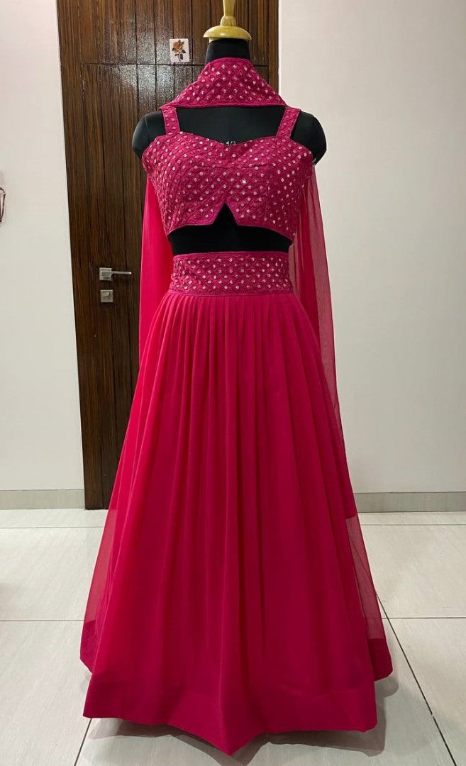 Pink georgette lehenga choli