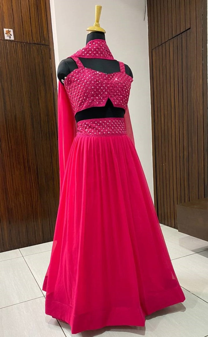 Pink georgette lehenga choli