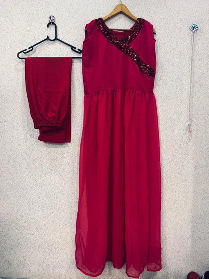 Pink georgette long kurti