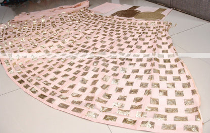 Pink georgette sequence thread work lehenga choli