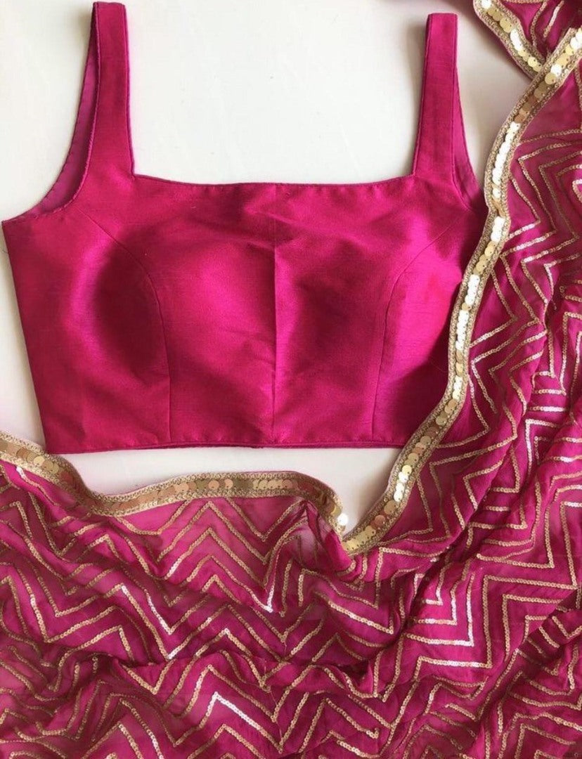Pink georgette sequence work saree