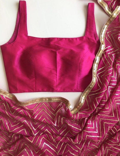 Pink georgette sequence work saree