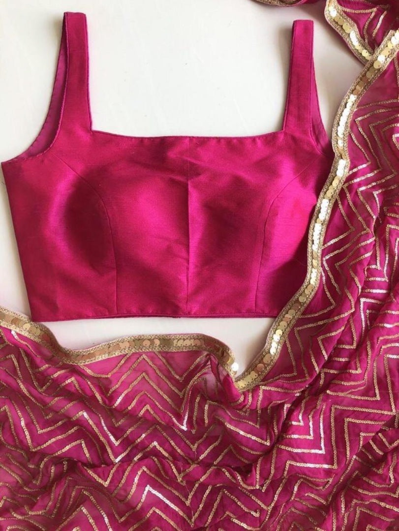 Pink georgette sequence work saree