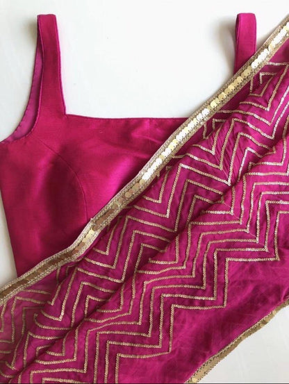Pink georgette sequence work saree