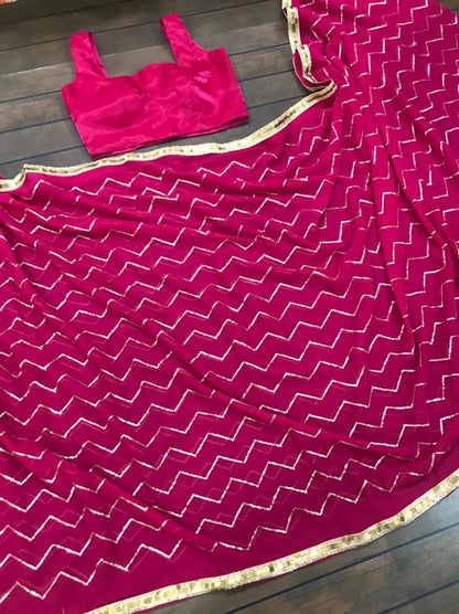 Pink georgette sequence work saree